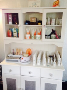 Upcycled shabby chic dresser in my home salon,